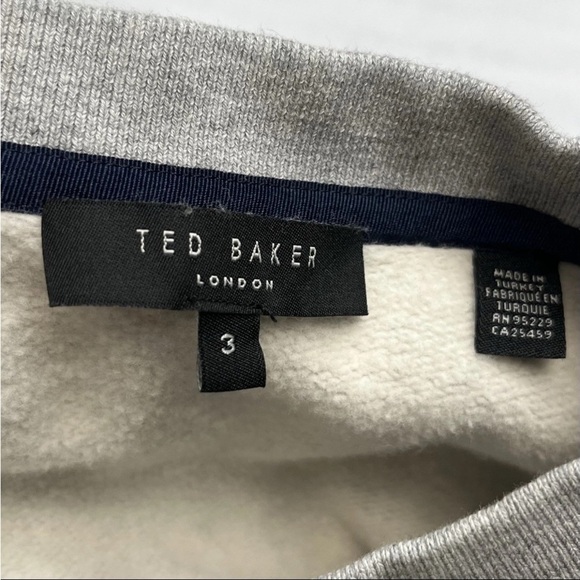 Ted Baker Men Hatton Crew Neck Sweatshirt Sz 3 M Gray Pullover Preppy Minimalist - Picture 3 of 11